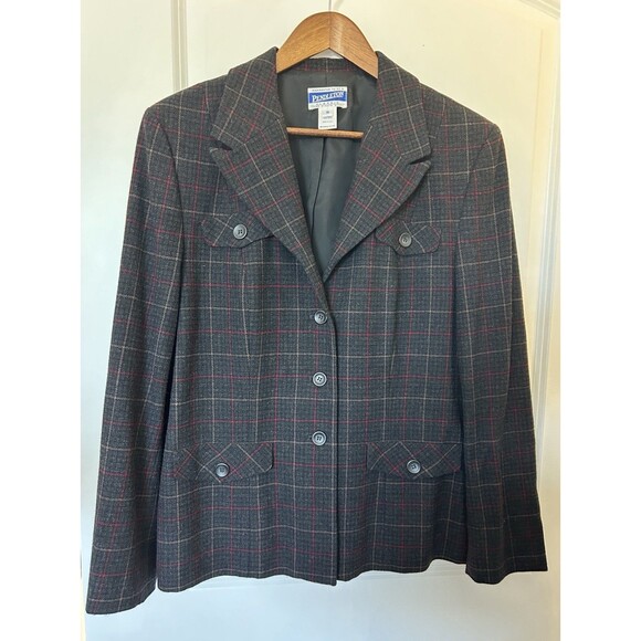 Vintage Pendleton Womens Blazer Size 16 Tartan Plaid 100% Wool USA Made Academia - Picture 1 of 14